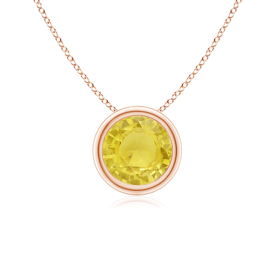 6mm A Bezel-Set Round Yellow Sapphire Solitaire Pendant in Rose Gold 