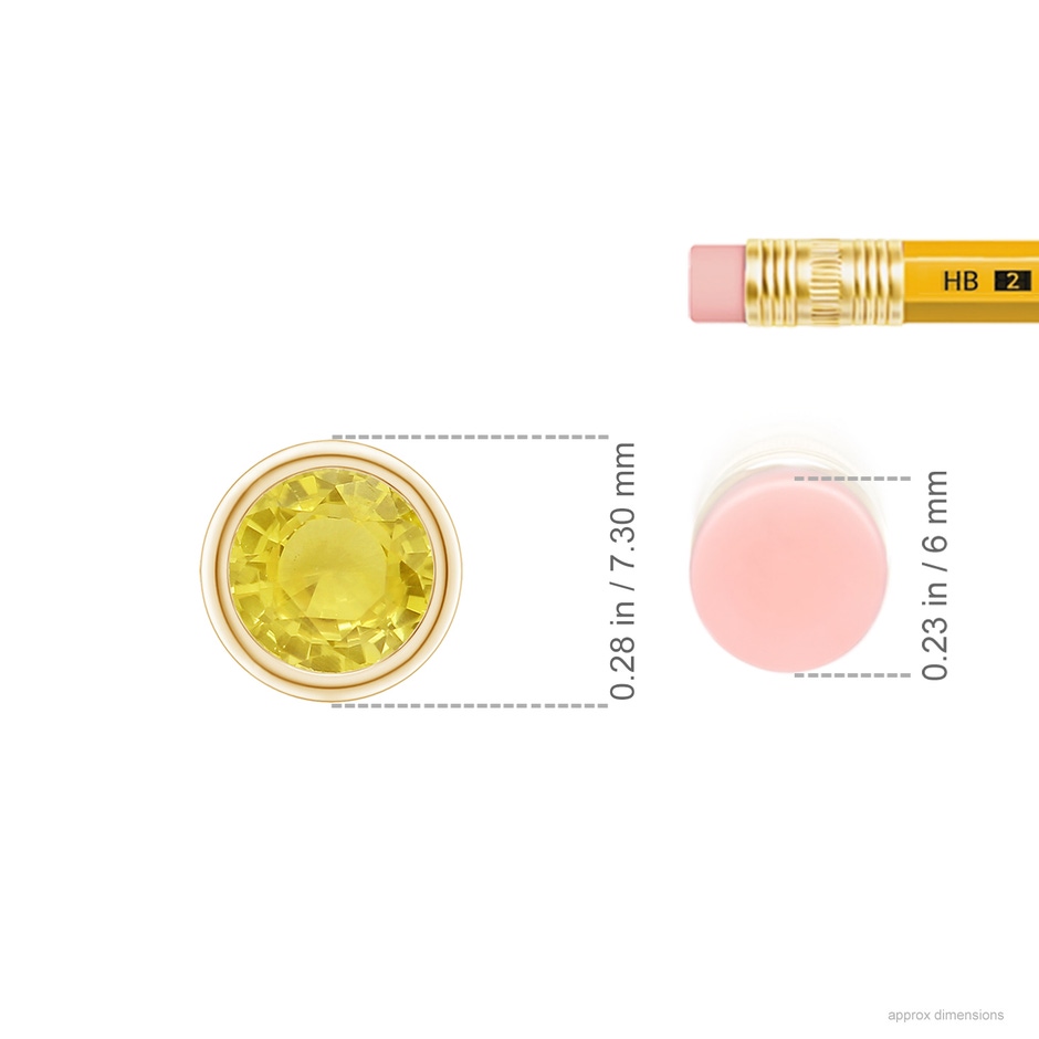 6mm A Bezel-Set Round Yellow Sapphire Solitaire Pendant in Yellow Gold ruler