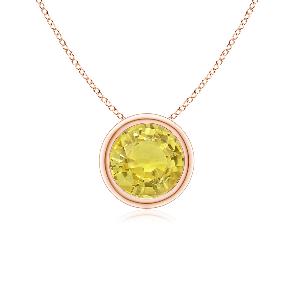 6mm AA Bezel-Set Round Yellow Sapphire Solitaire Pendant in Rose Gold 