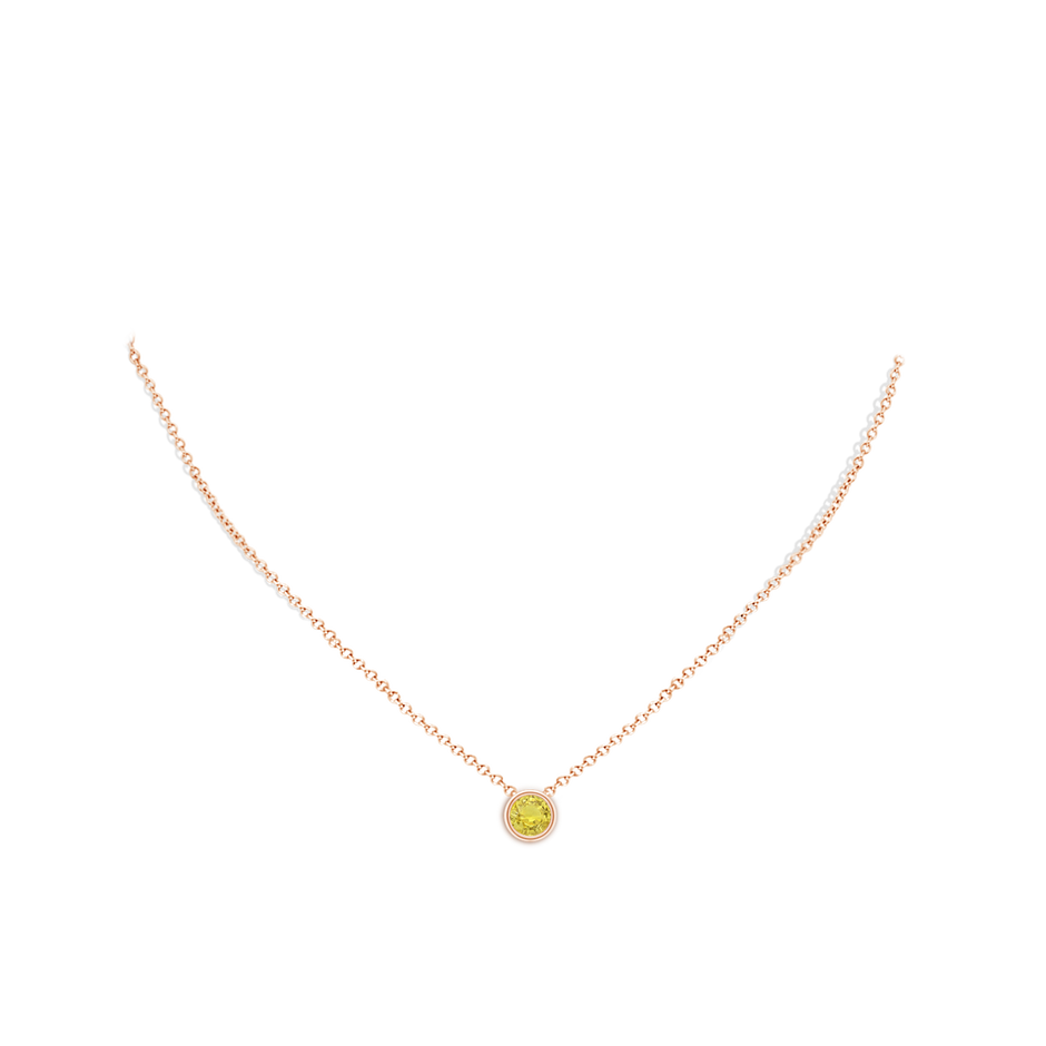 6mm AA Bezel-Set Round Yellow Sapphire Solitaire Pendant in Rose Gold pen