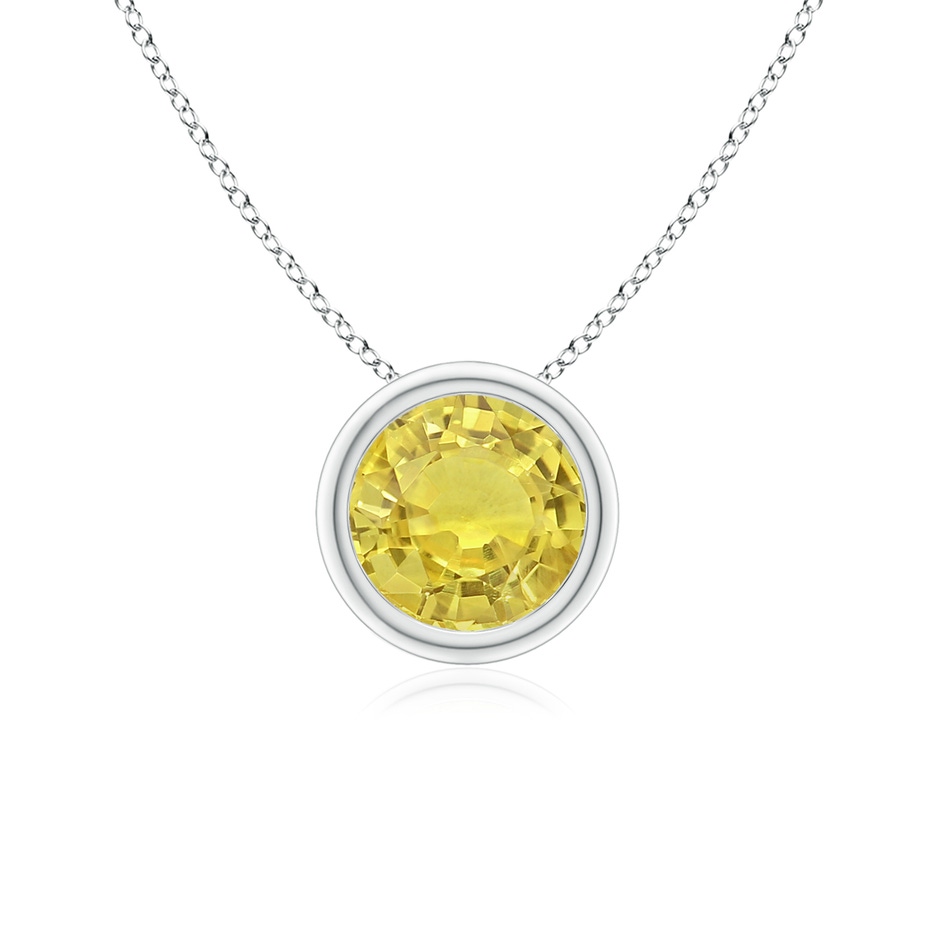 6mm AA Bezel-Set Round Yellow Sapphire Solitaire Pendant in White Gold 