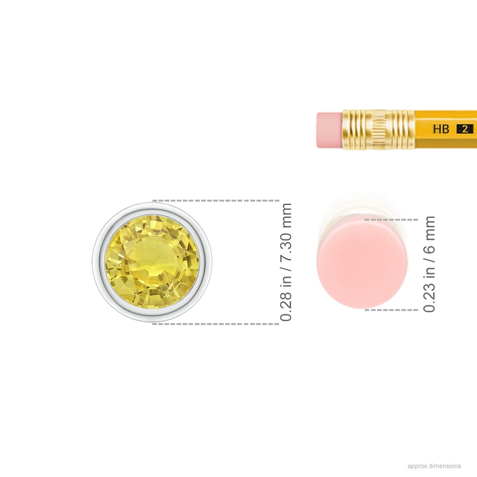 6mm AA Bezel-Set Round Yellow Sapphire Solitaire Pendant in White Gold ruler