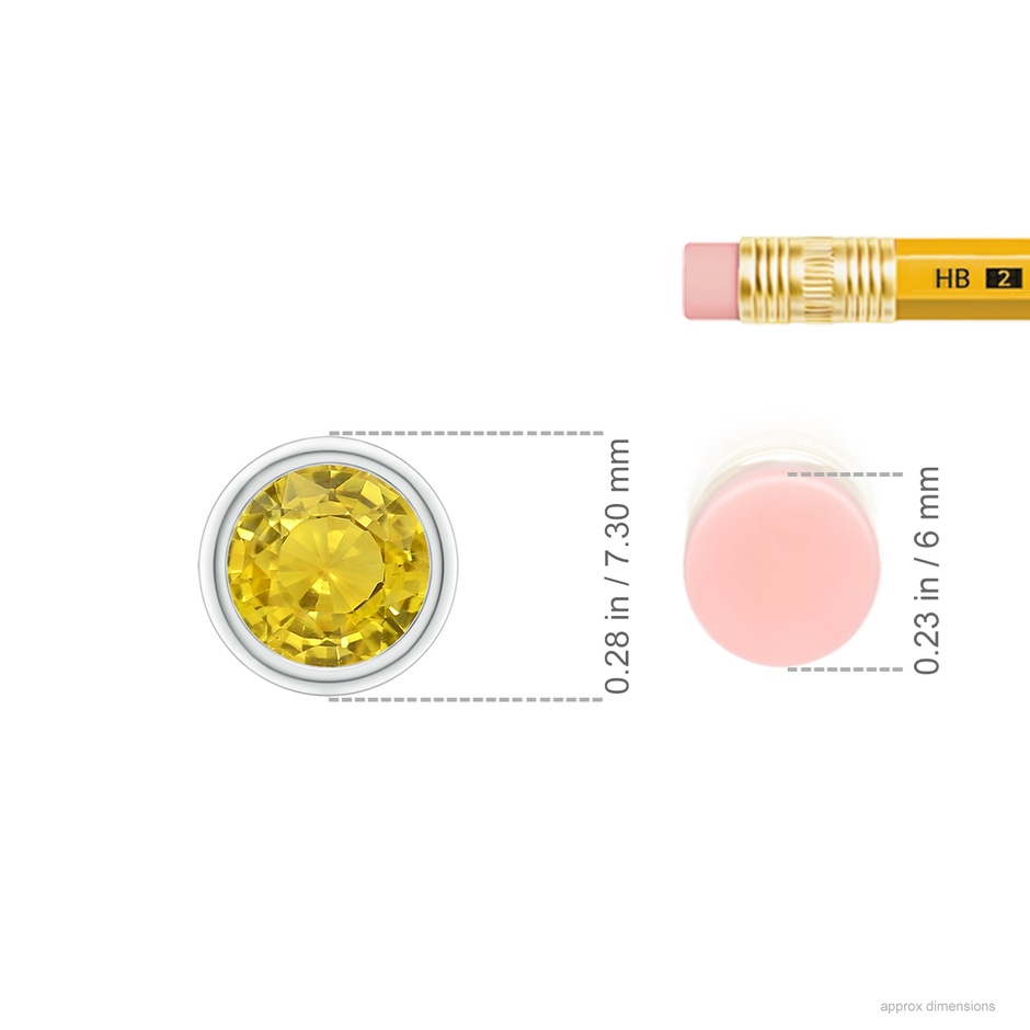 6mm AAA Bezel-Set Round Yellow Sapphire Solitaire Pendant in P950 Platinum ruler