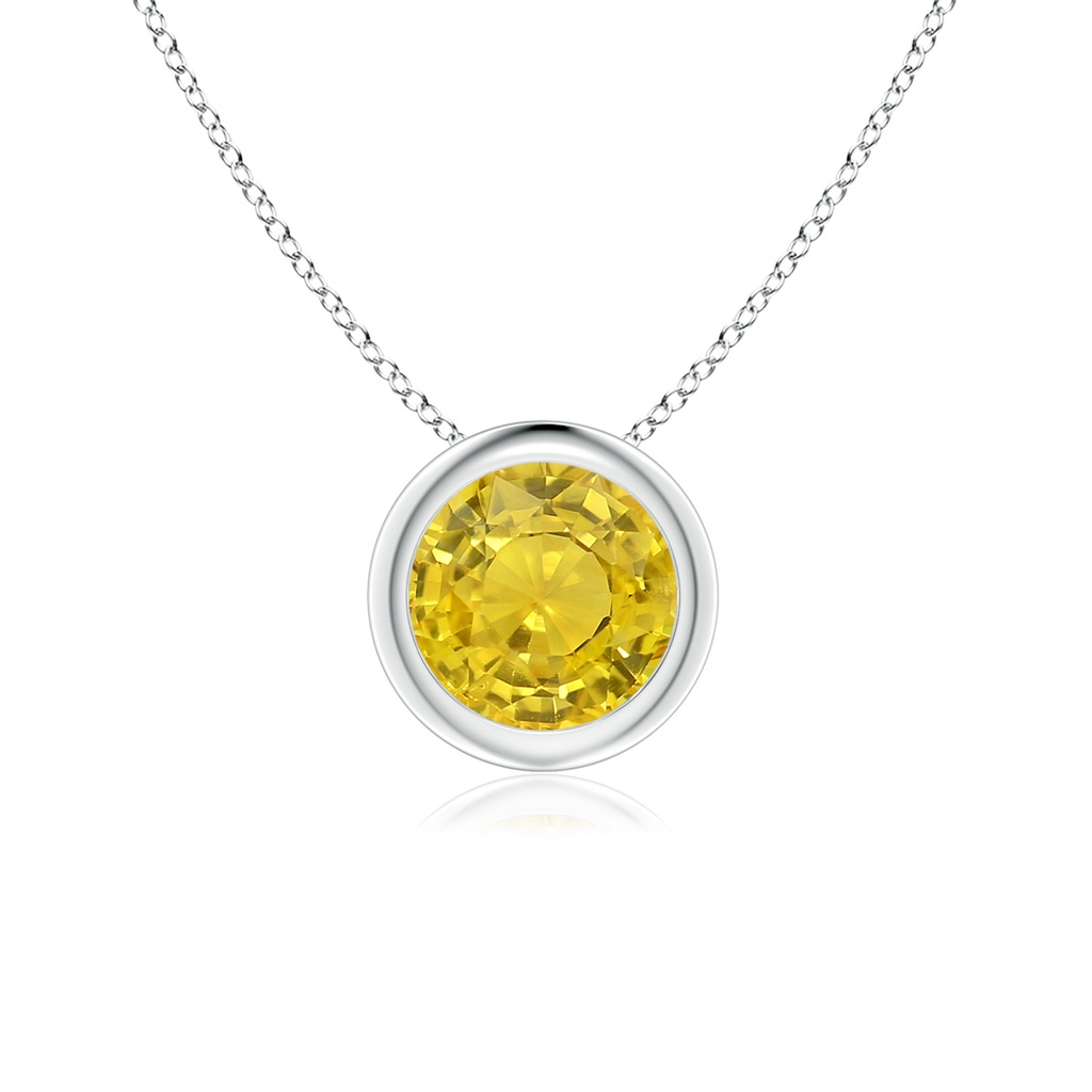 6mm AAA Bezel-Set Round Yellow Sapphire Solitaire Pendant in White Gold 