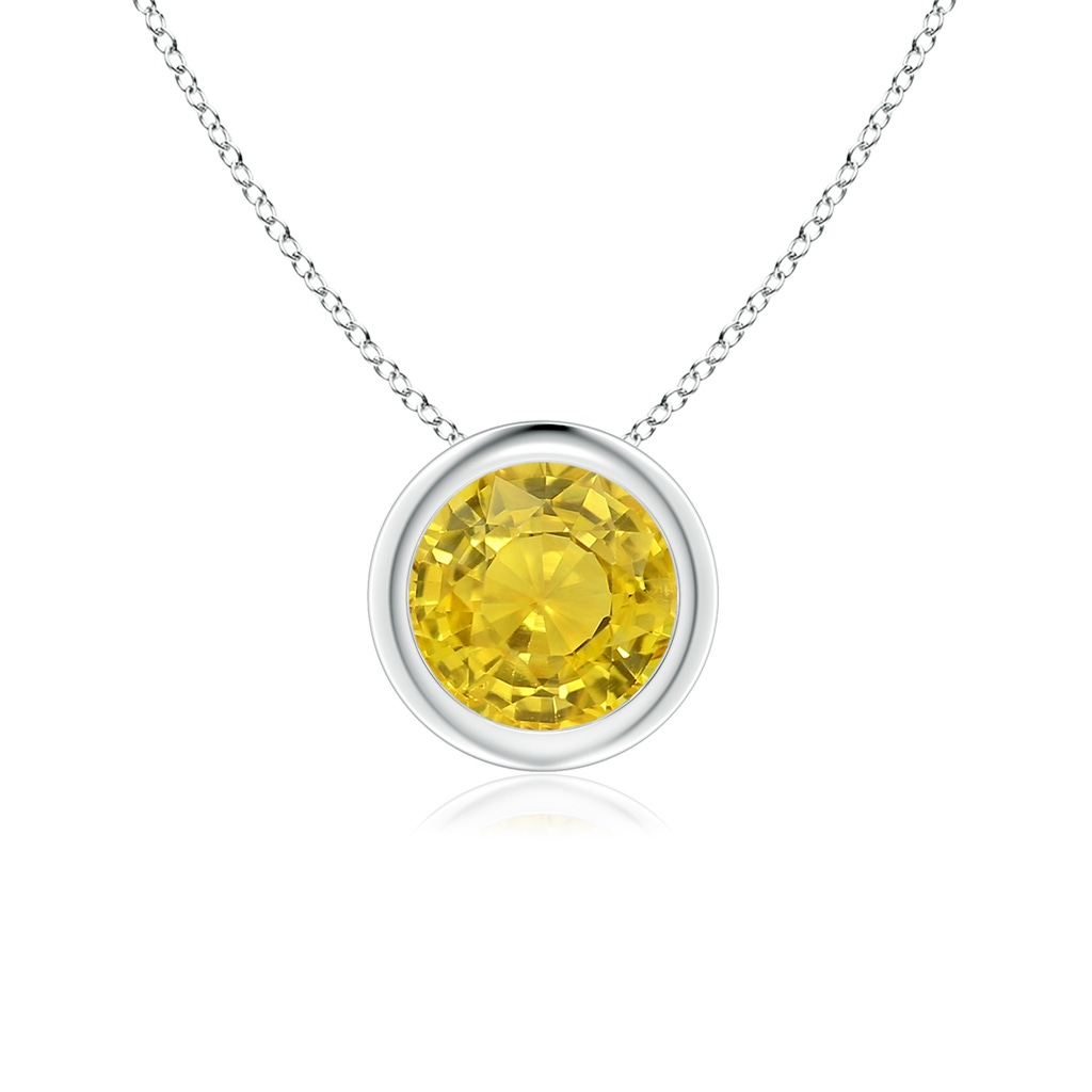 6mm AAA Bezel-Set Round Yellow Sapphire Solitaire Pendant in White Gold