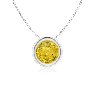 6mm AAA Bezel-Set Round Yellow Sapphire Solitaire Pendant in White Gold