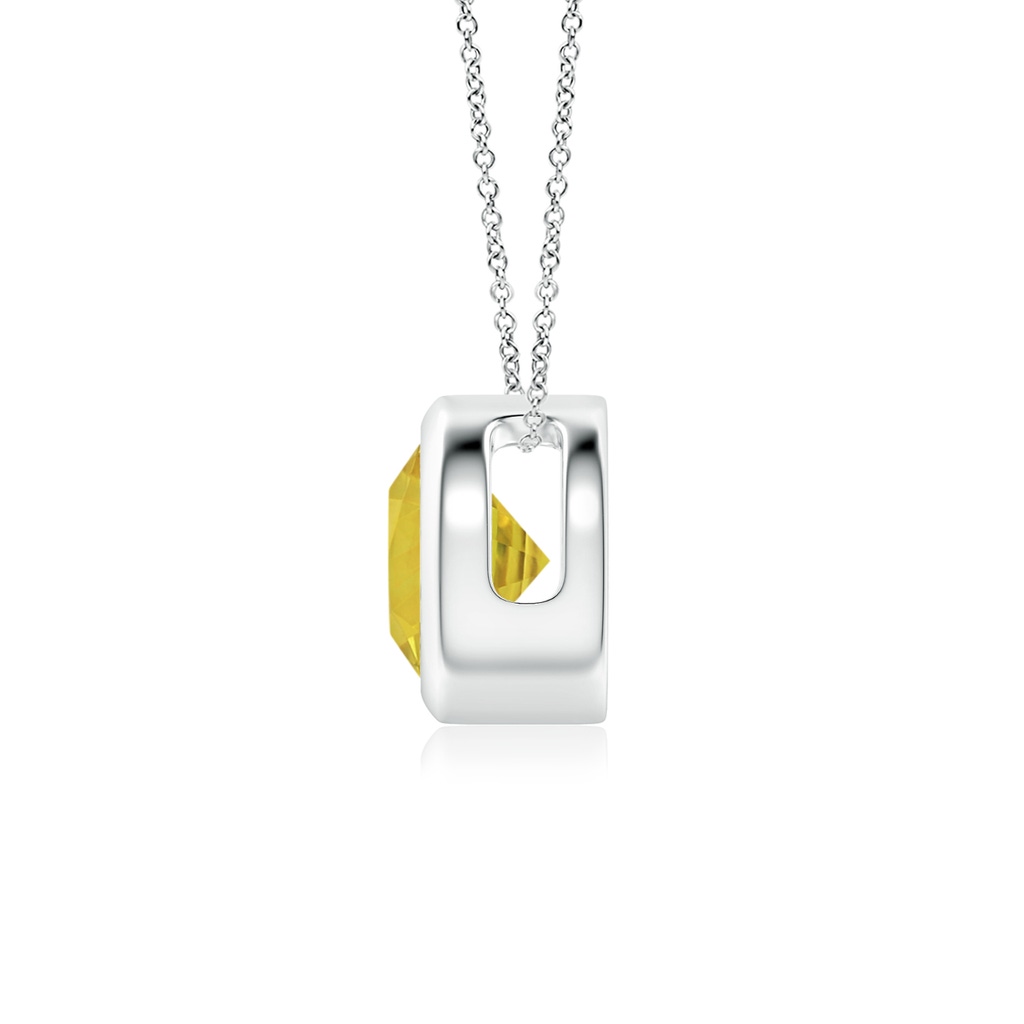 6mm AAA Bezel-Set Round Yellow Sapphire Solitaire Pendant in White Gold Side 1