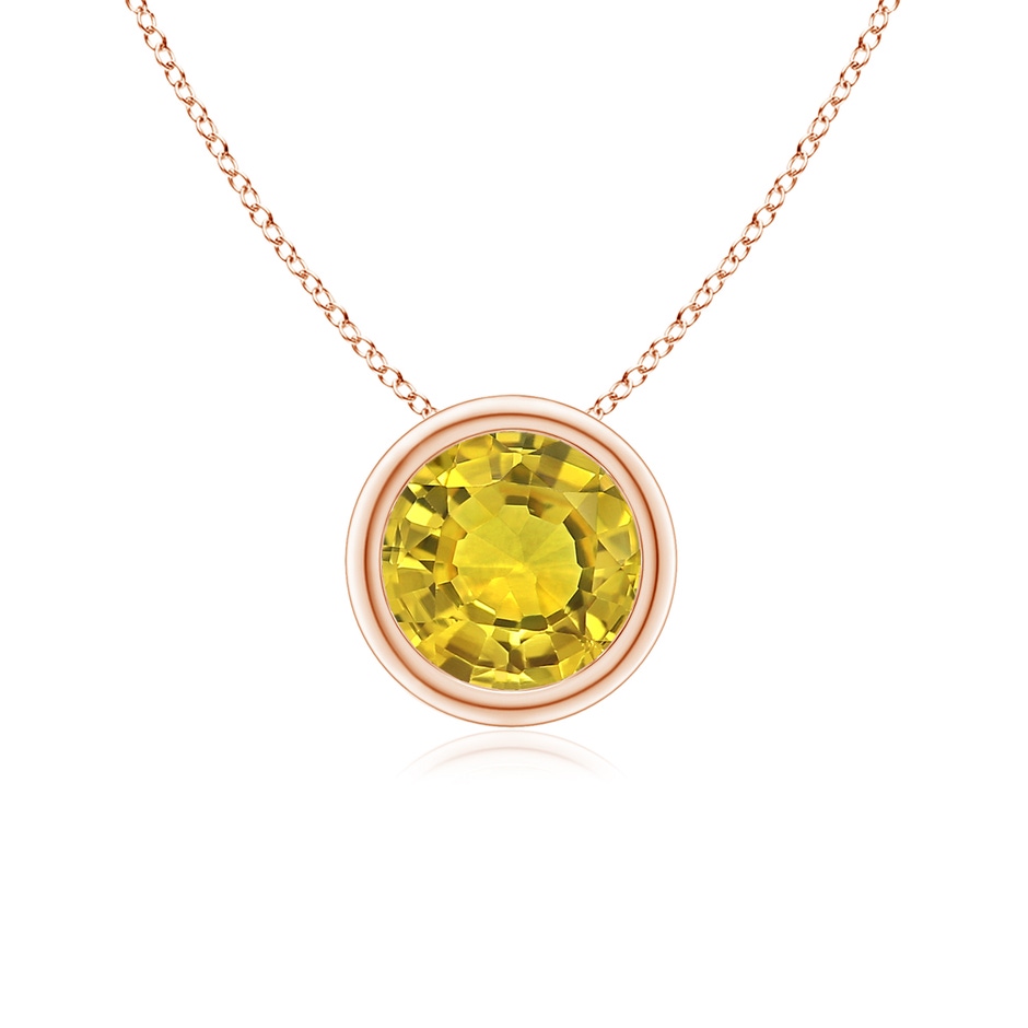 6mm AAAA Bezel-Set Round Yellow Sapphire Solitaire Pendant in Rose Gold 