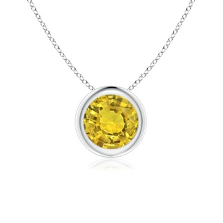 6mm AAAA Bezel-Set Round Yellow Sapphire Solitaire Pendant in White Gold