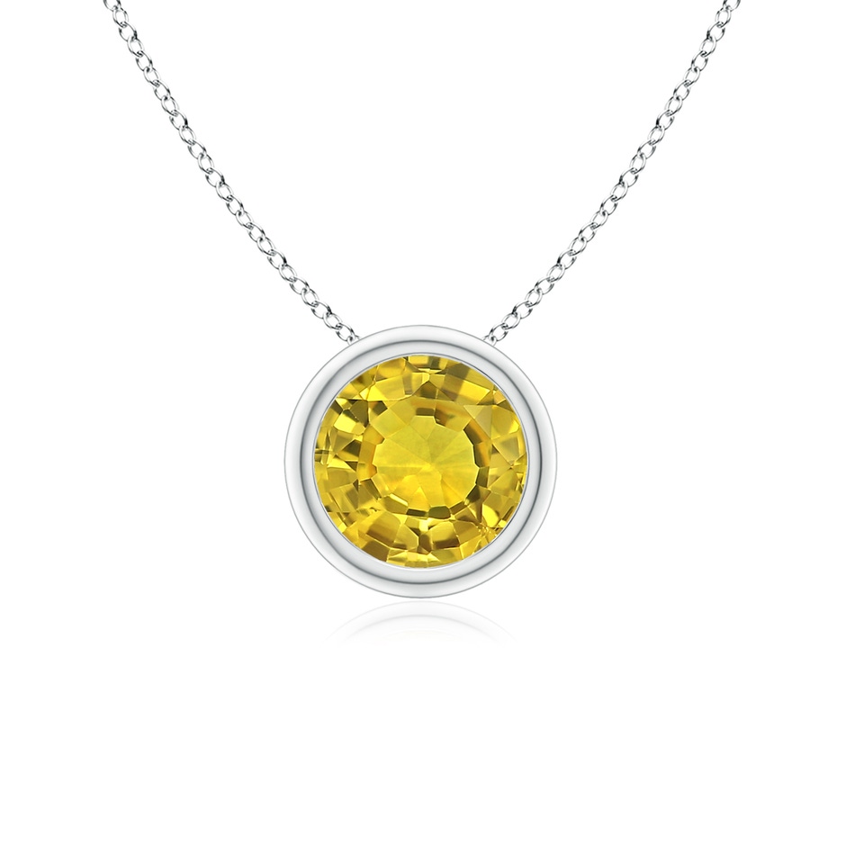 6mm AAAA Bezel-Set Round Yellow Sapphire Solitaire Pendant in White Gold 