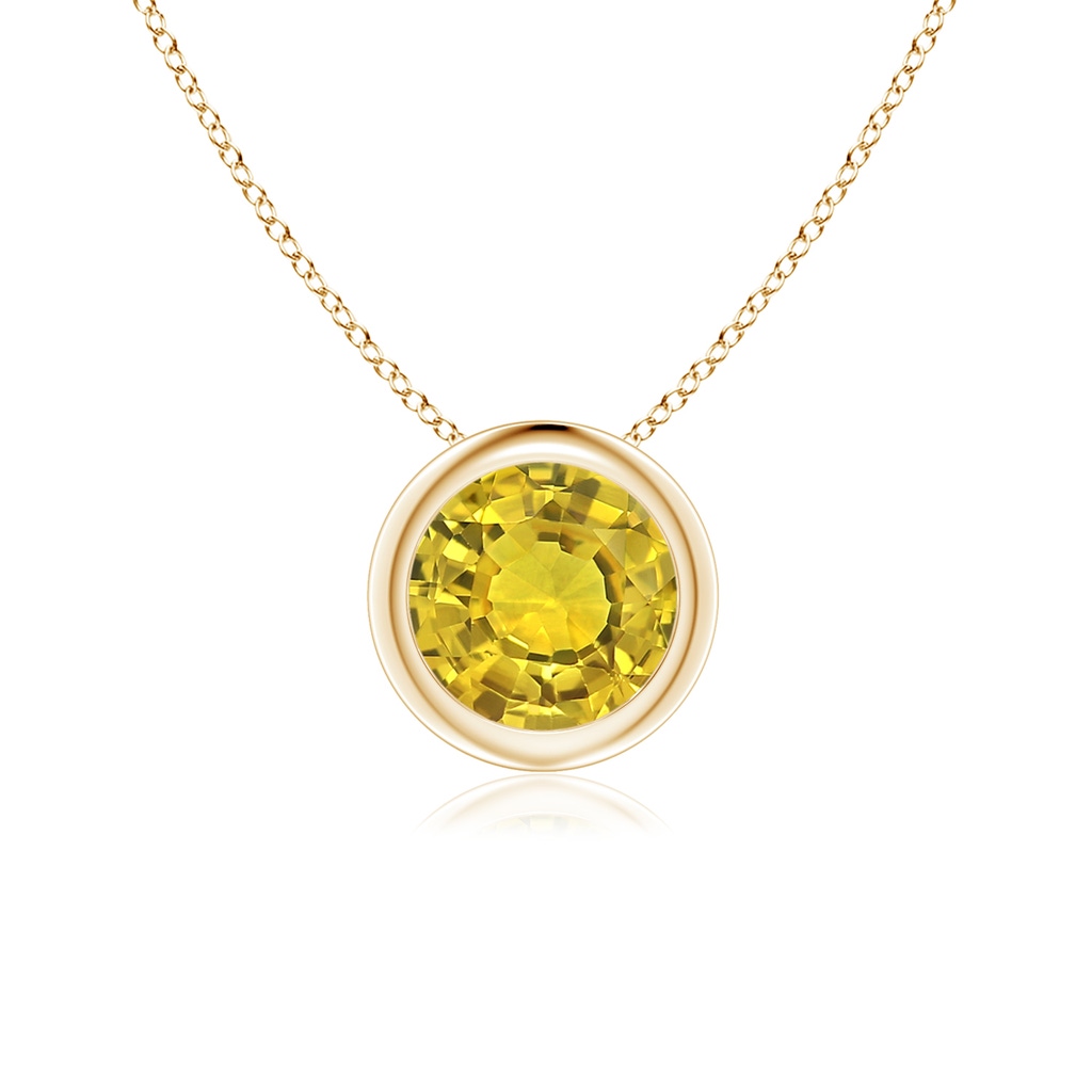 6mm AAAA Bezel-Set Round Yellow Sapphire Solitaire Pendant in Yellow Gold