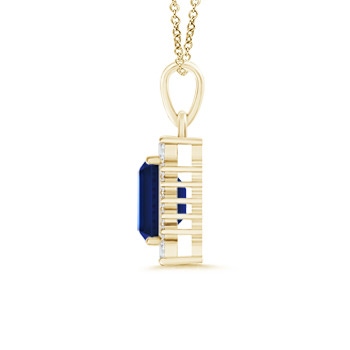 7x5mm AAA Vintage Style Emerald-Cut Sapphire Halo Pendant in Yellow Gold product image