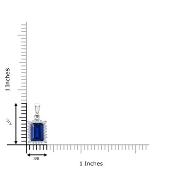 7x5mm Lab-Grown Vintage Style Emerald-Cut Sapphire Halo Pendant in White Gold product image