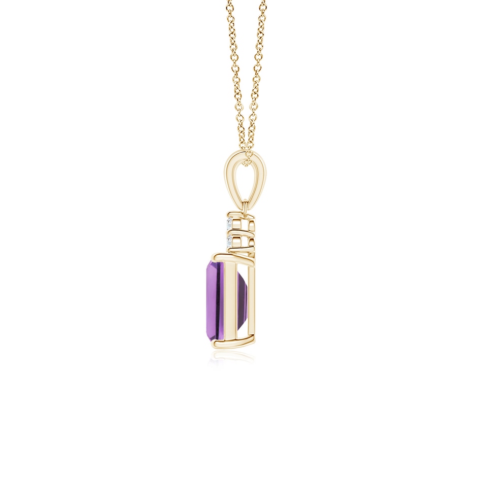 7x5mm A Emerald-Cut Amethyst Pendant with Diamond Trio in Yellow Gold side-1