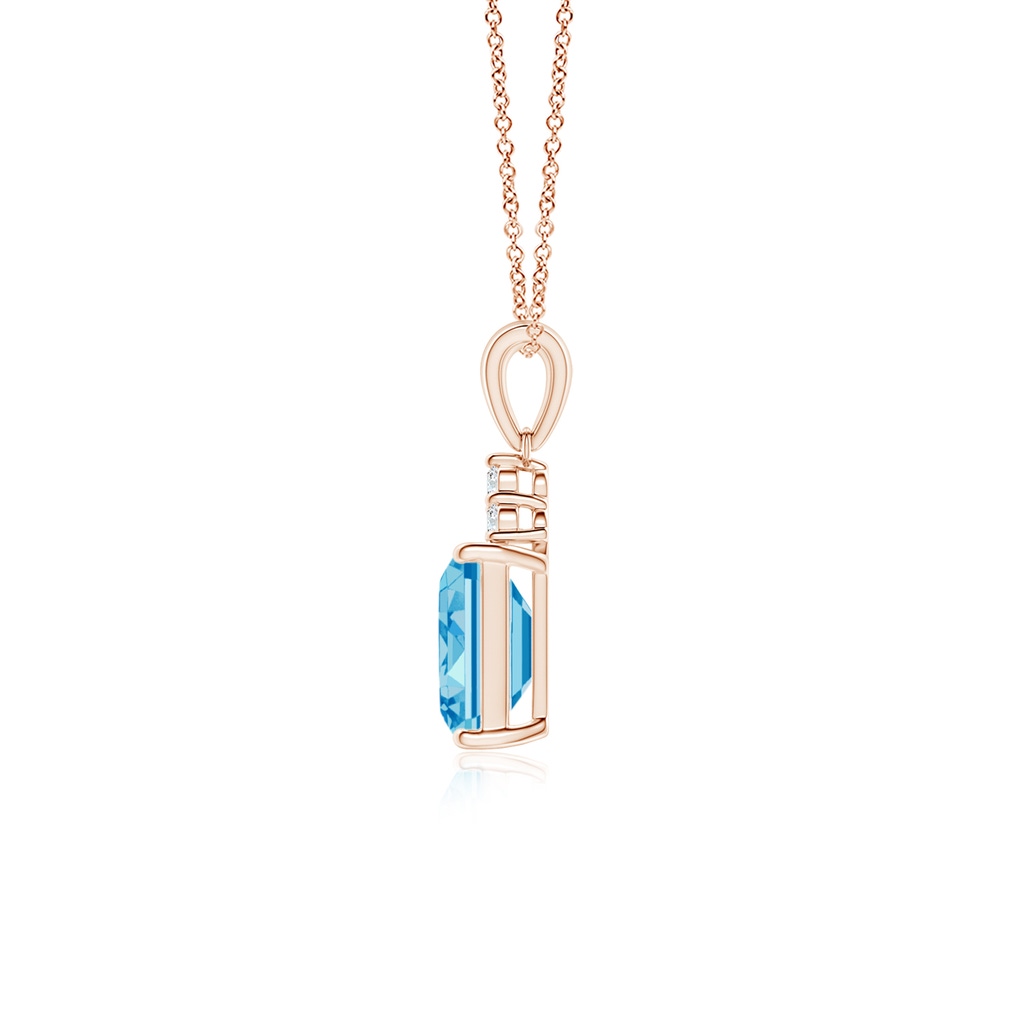 7x5mm AAAA Emerald-Cut Fancy Intense Blue Diamond Pendant with Trio Accents in Rose Gold - side 199