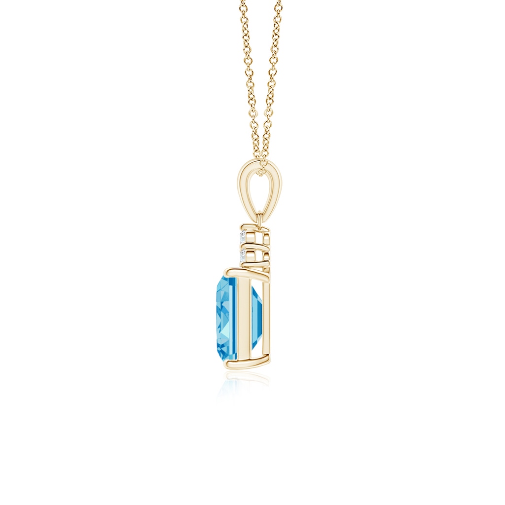 7x5mm AAAA Emerald-Cut Fancy Intense Blue Diamond Pendant with Trio Accents in Yellow Gold - side 199