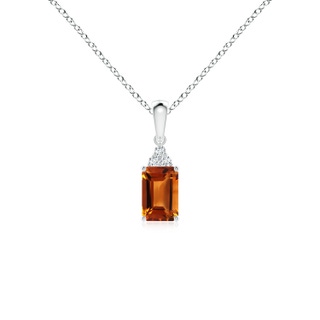 6x4mm AAAA Emerald-Cut Citrine Pendant with Diamond Trio in White Gold