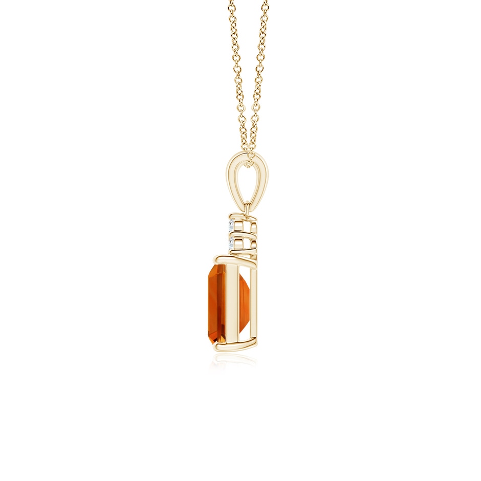 7x5mm AAAA Emerald-Cut Citrine Pendant with Diamond Trio in Yellow Gold side-1