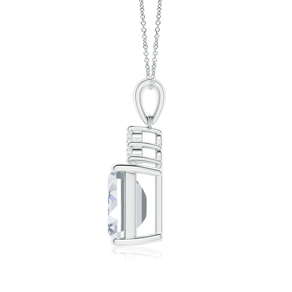 10x8.5mm GVS2 Emerald-Cut Diamond Pendant with Diamond Trio in S999 Silver - side 199