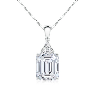 10x8.5mm HSI2 Emerald-Cut Diamond Pendant with Diamond Trio in P950 Platinum