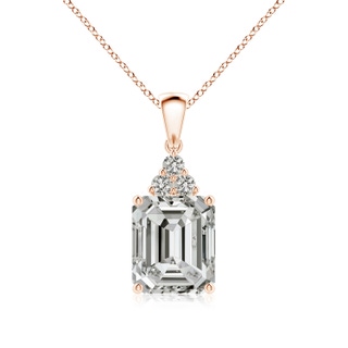 10x8.5mm KI3 Emerald-Cut Diamond Pendant with Diamond Trio in Rose Gold