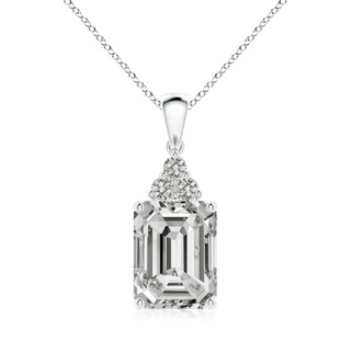 11x8.5mm KI3 Emerald-Cut Diamond Pendant with Diamond Trio in S999 Silver