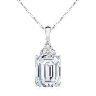 12x10mm HSI2 Emerald-Cut Diamond Pendant with Diamond Trio in P950 Platinum