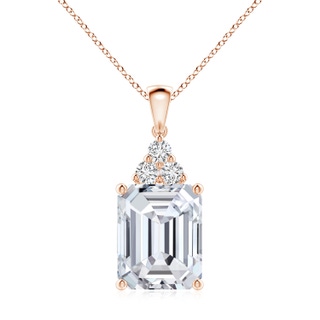 12x10mm HSI2 Emerald-Cut Diamond Pendant with Diamond Trio in Rose Gold