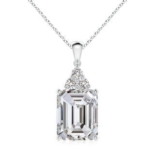 12x10mm IJI1I2 Emerald-Cut Diamond Pendant with Diamond Trio in S999 Silver