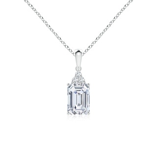 7x5mm GVS2 Emerald-Cut Diamond Pendant with Diamond Trio in S999 Silver