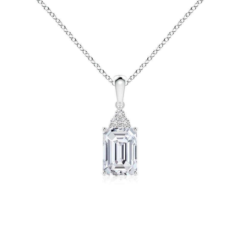 7x5mm HSI2 Emerald-Cut Diamond Pendant with Diamond Trio in White Gold 