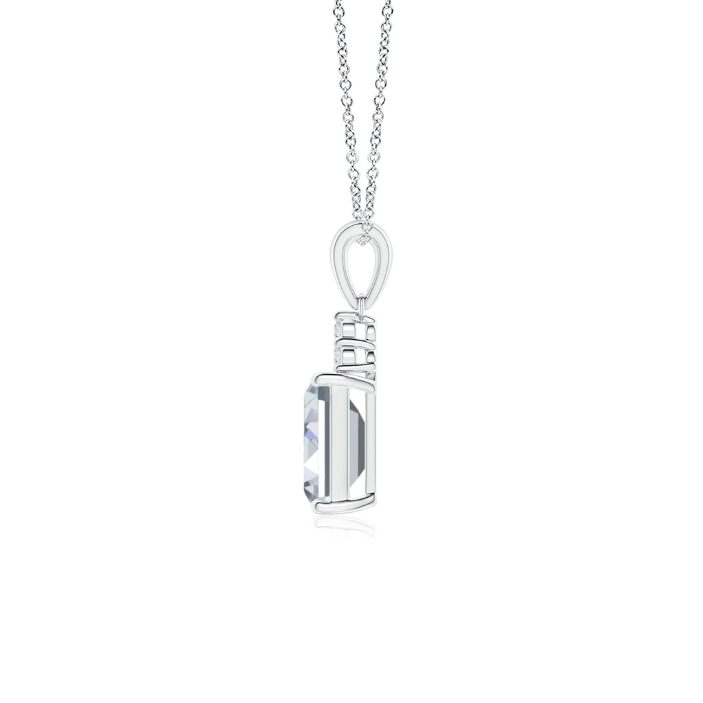 7x5mm HSI2 Emerald-Cut Diamond Pendant with Diamond Trio in White Gold Side 199