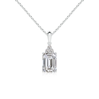 7x5mm IJI1I2 Emerald-Cut Diamond Pendant with Diamond Trio in P950 Platinum