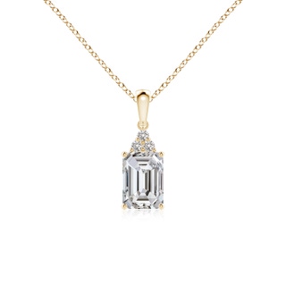 7x5mm IJI1I2 Emerald-Cut Diamond Pendant with Diamond Trio in Yellow Gold