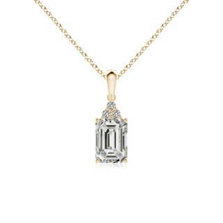 7x5mm KI3 Emerald-Cut Diamond Pendant with Diamond Trio in Yellow Gold
