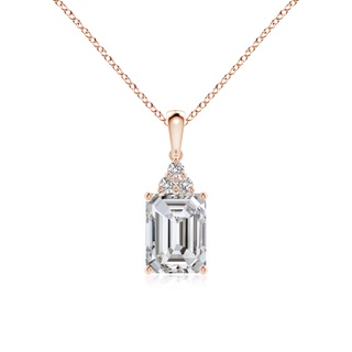 8x6mm IJI1I2 Emerald-Cut Diamond Pendant with Diamond Trio in 10K Rose Gold