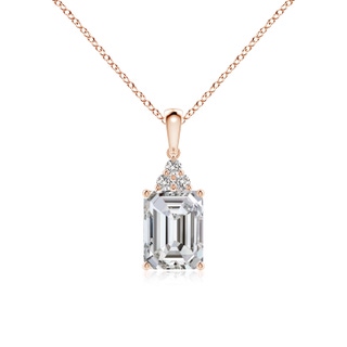 8x6mm IJI1I2 Emerald-Cut Diamond Pendant with Diamond Trio in Rose Gold