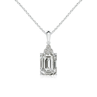 8x6mm KI3 Emerald-Cut Diamond Pendant with Diamond Trio in S999 Silver