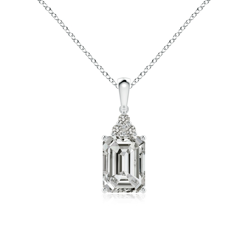 8x6mm KI3 Emerald-Cut Diamond Pendant with Diamond Trio in S999 Silver 