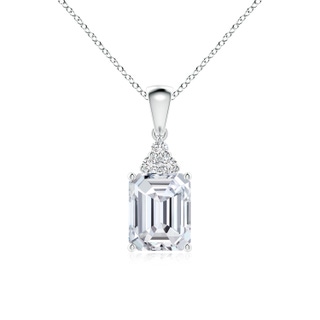 9x7mm HSI2 Emerald-Cut Diamond Pendant with Diamond Trio in S999 Silver