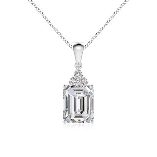 9x7mm IJI1I2 Emerald-Cut Diamond Pendant with Diamond Trio in P950 Platinum