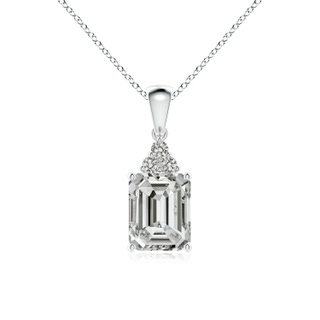 9x7mm KI3 Emerald-Cut Diamond Pendant with Diamond Trio in P950 Platinum