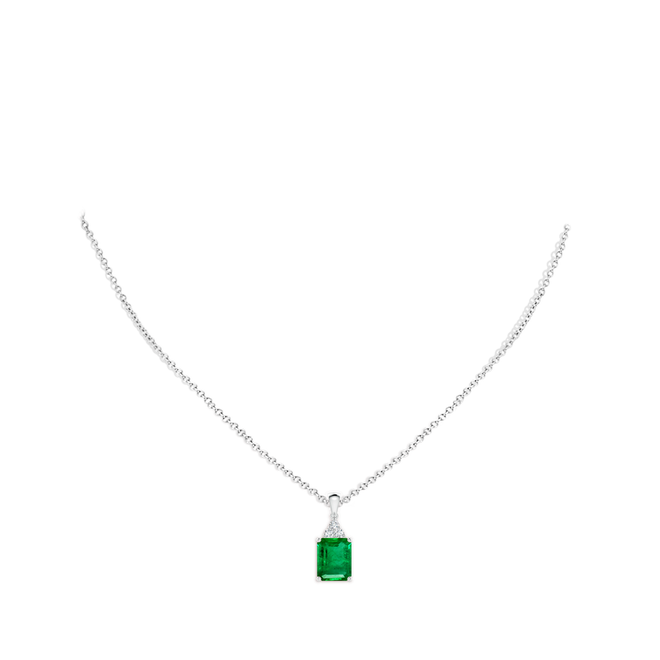 10x8mm AAA Emerald-Cut Emerald Pendant with Diamond Trio in P950 Platinum pen