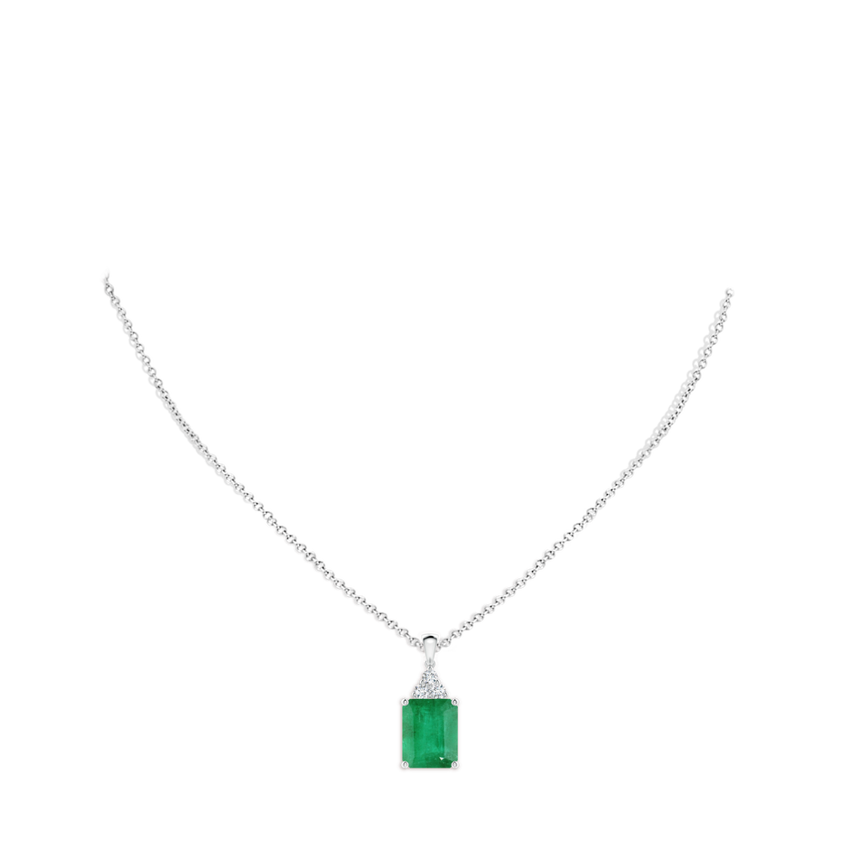 12x10mm A Emerald-Cut Emerald Pendant with Diamond Trio in P950 Platinum pen