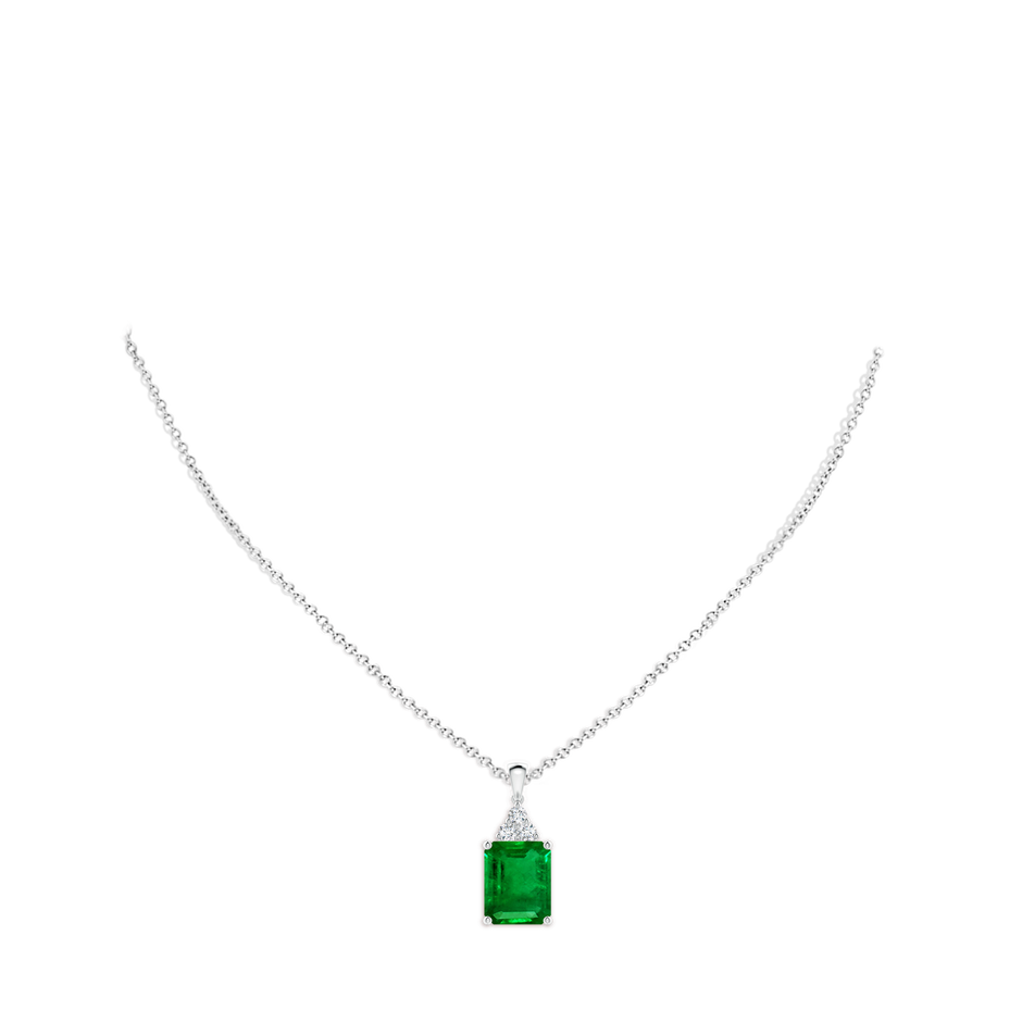 12x10mm AAAA Emerald-Cut Emerald Pendant with Diamond Trio in P950 Platinum pen