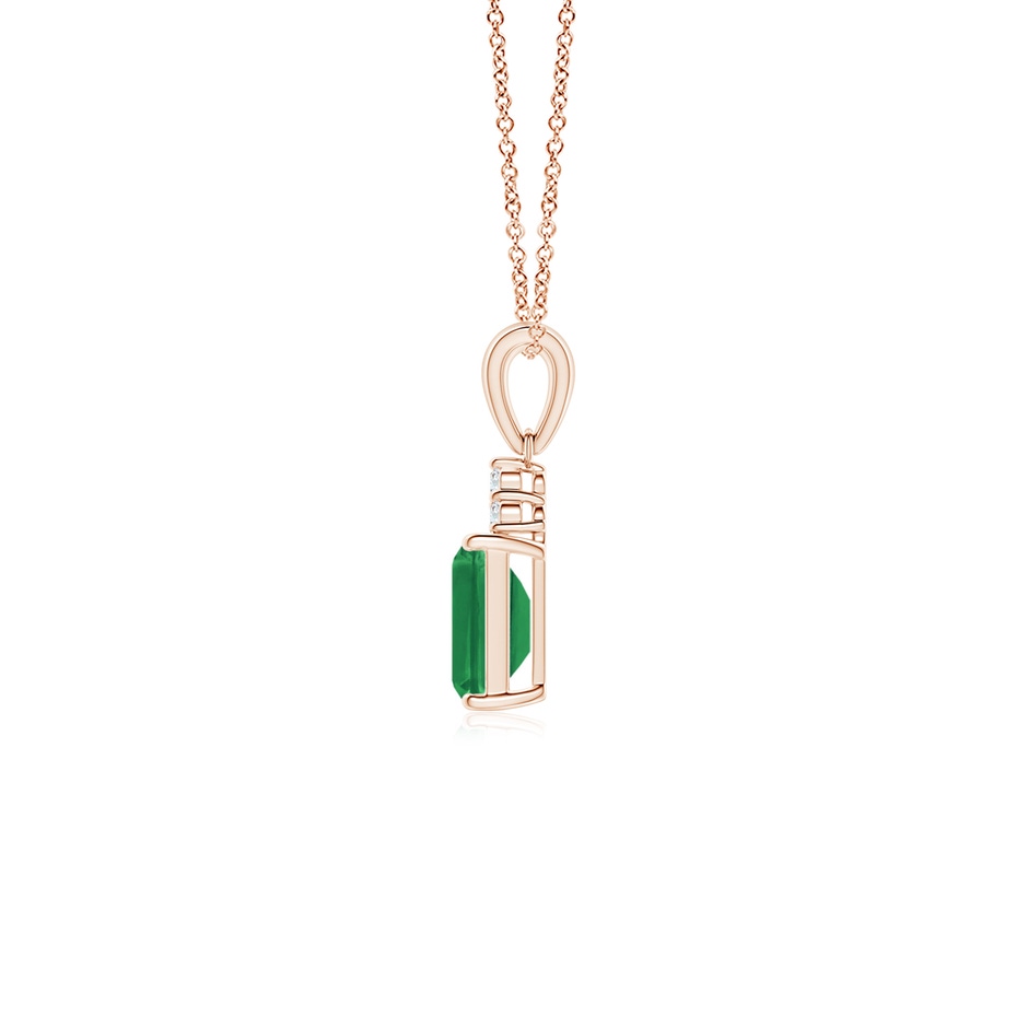6x4mm AA Emerald-Cut Emerald Pendant with Diamond Trio in Rose Gold side 199
