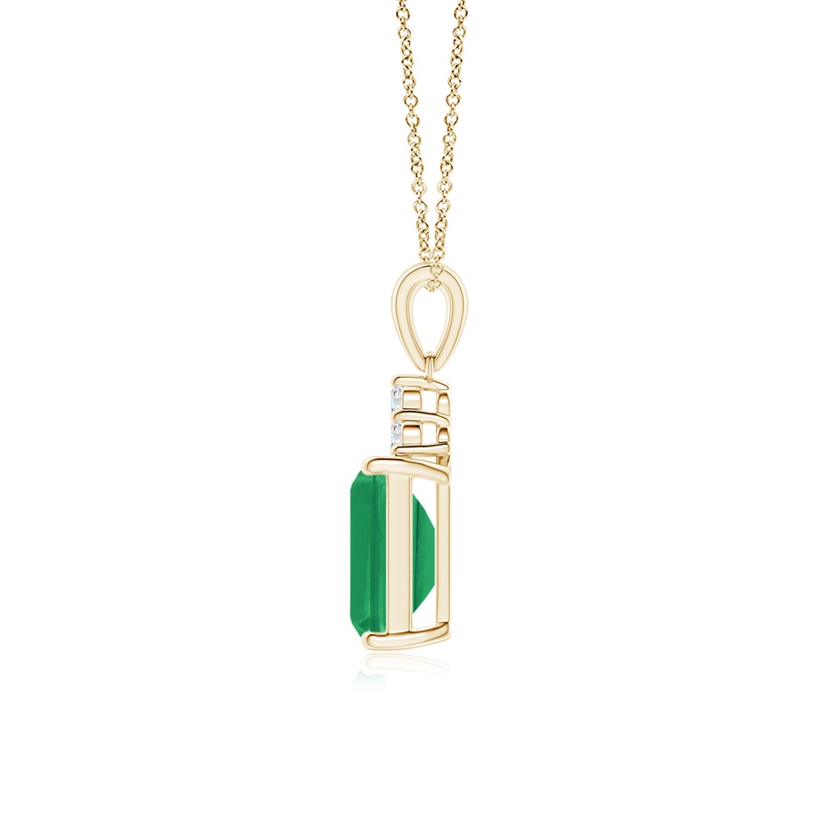 8x6mm A Emerald-Cut Emerald Pendant with Diamond Trio in Yellow Gold side 199