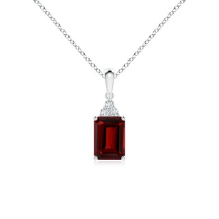 7x5mm AAAA Emerald-Cut Garnet Pendant with Diamond Trio in P950 Platinum