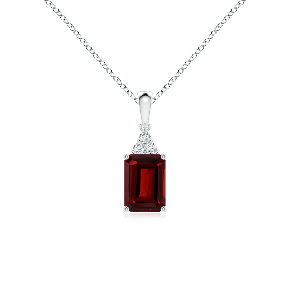 7x5mm AAAA Emerald-Cut Garnet Pendant with Diamond Trio in P950 Platinum 