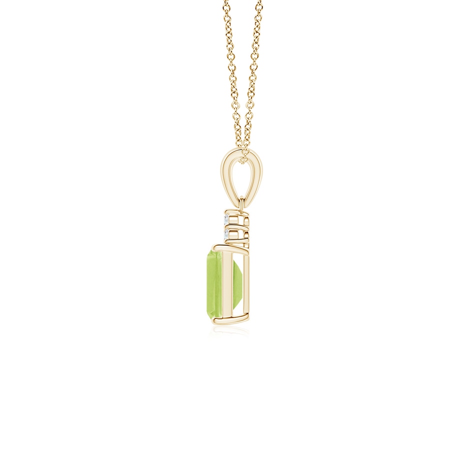 6x4mm A Emerald-Cut Peridot Pendant with Diamond Trio in Yellow Gold side-1